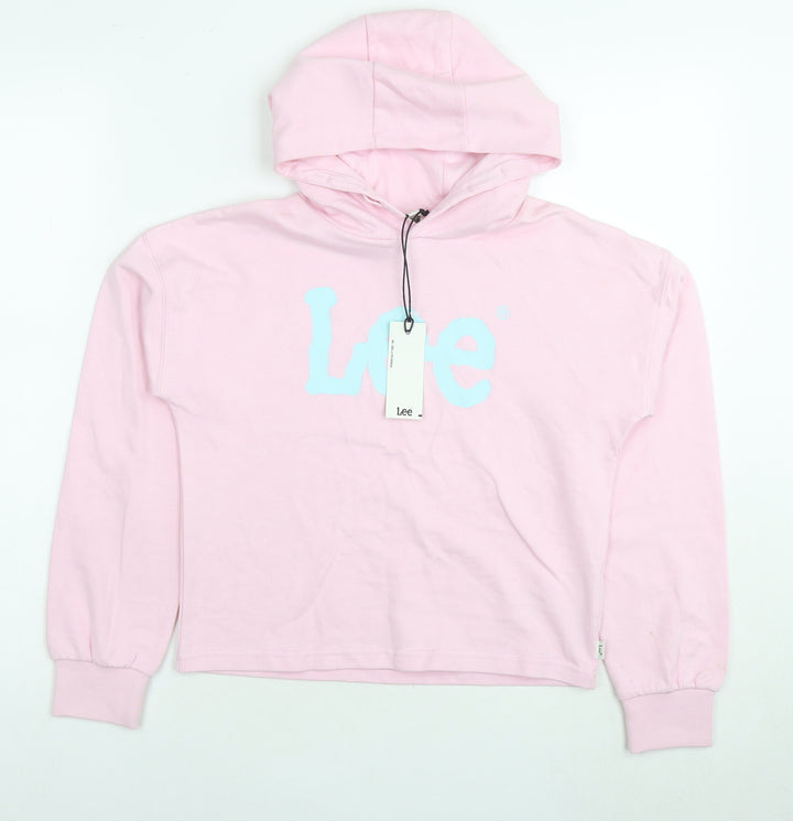 Lee Girls Pink Cotton Pullover Hoodie Size 10-11 Years Pullover - Logo