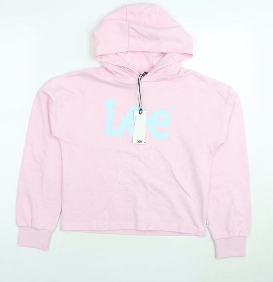 Lee Girls Pink Cotton Pullover Hoodie Size 10-11 Years Pullover - Logo