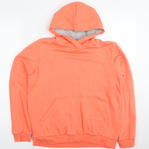 DECATHLON Girls Orange Polyester Pullover Hoodie Size 14-15 Years Pullover - Neon