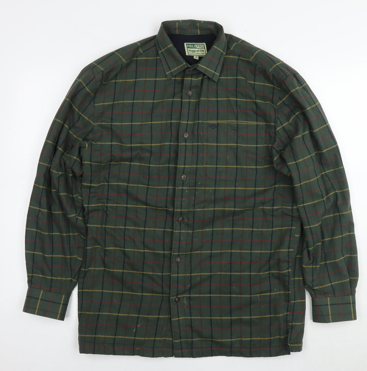 Field Pro Mens Green Check Jacket Size M Button
