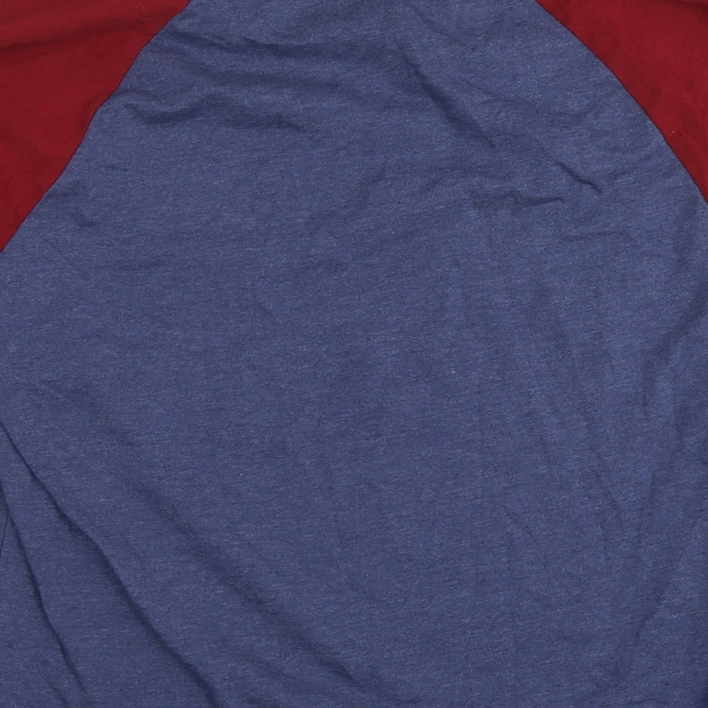 French Connection Mens Blue Colourblock Cotton T-Shirt Size M Round Neck - Logo