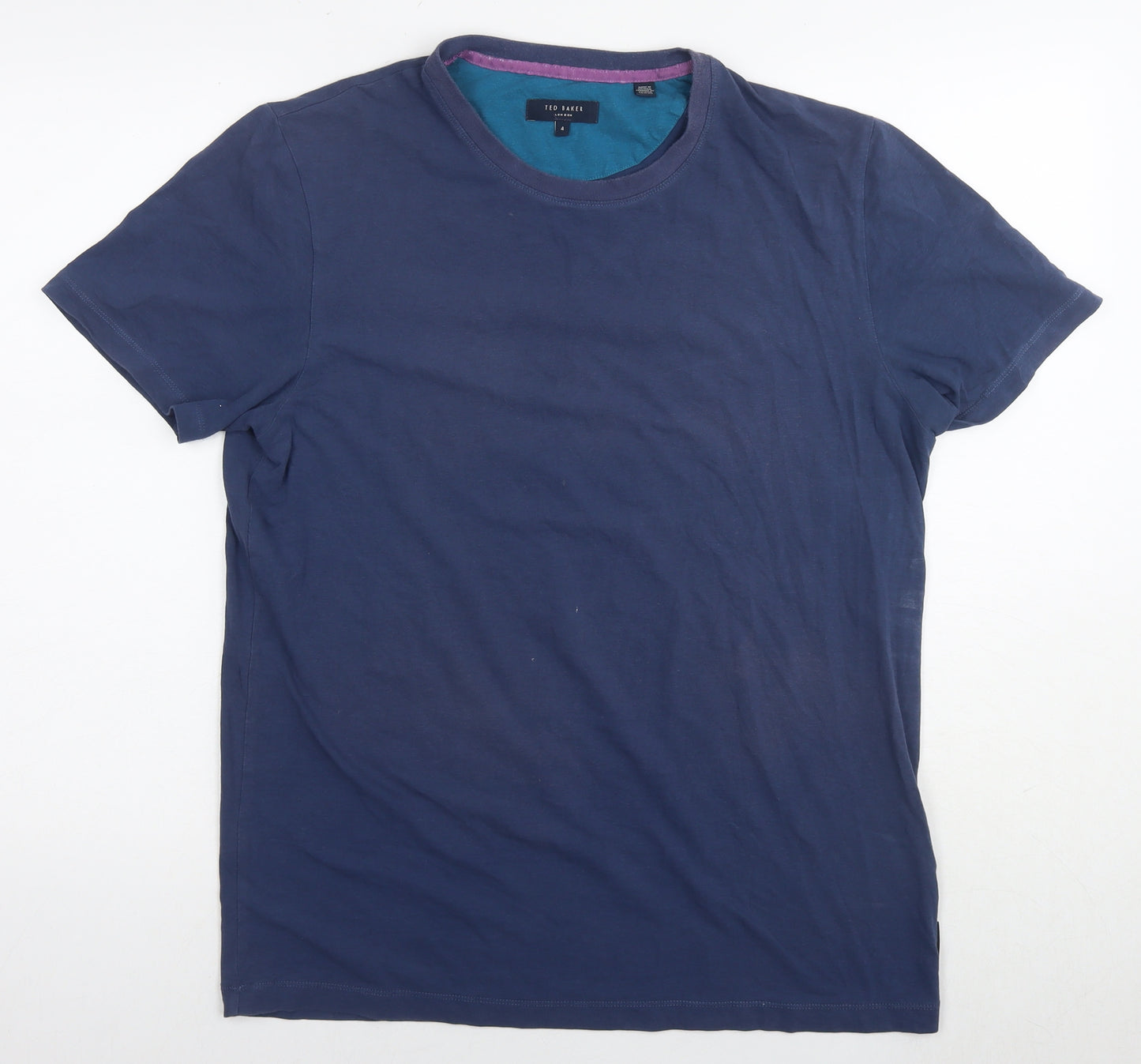 Ted Baker Mens Blue Cotton T-Shirt Size XL Round Neck - Label Size 4