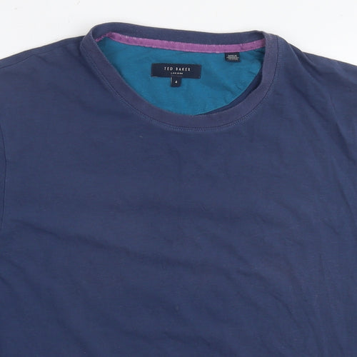 Ted Baker Mens Blue Cotton T-Shirt Size XL Round Neck - Label Size 4