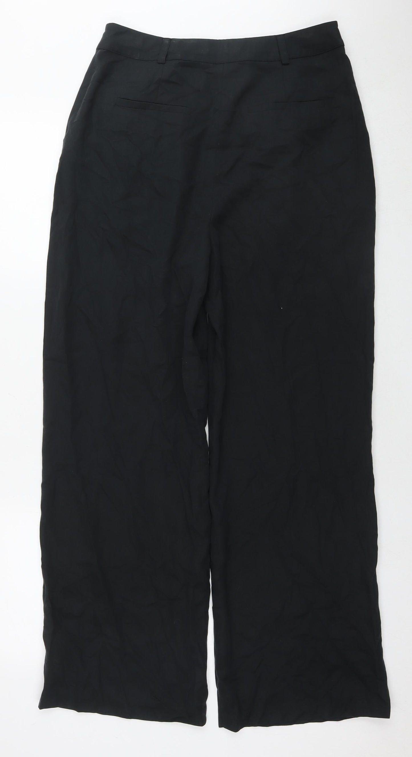 Hush Womens Black Lyocell Trousers Size 10 L29 in Regular Zip