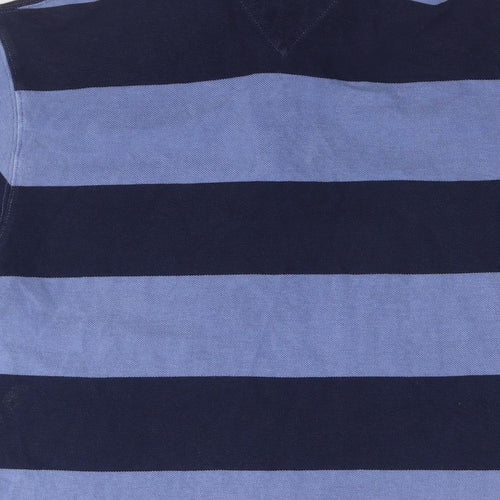 Tommy Hilfiger Mens Blue Striped Cotton Polo Size XL Collared Pullover