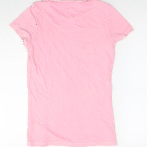 Jack Wills Womens Pink Cotton Basic T-Shirt Size 8 Round Neck - Logo