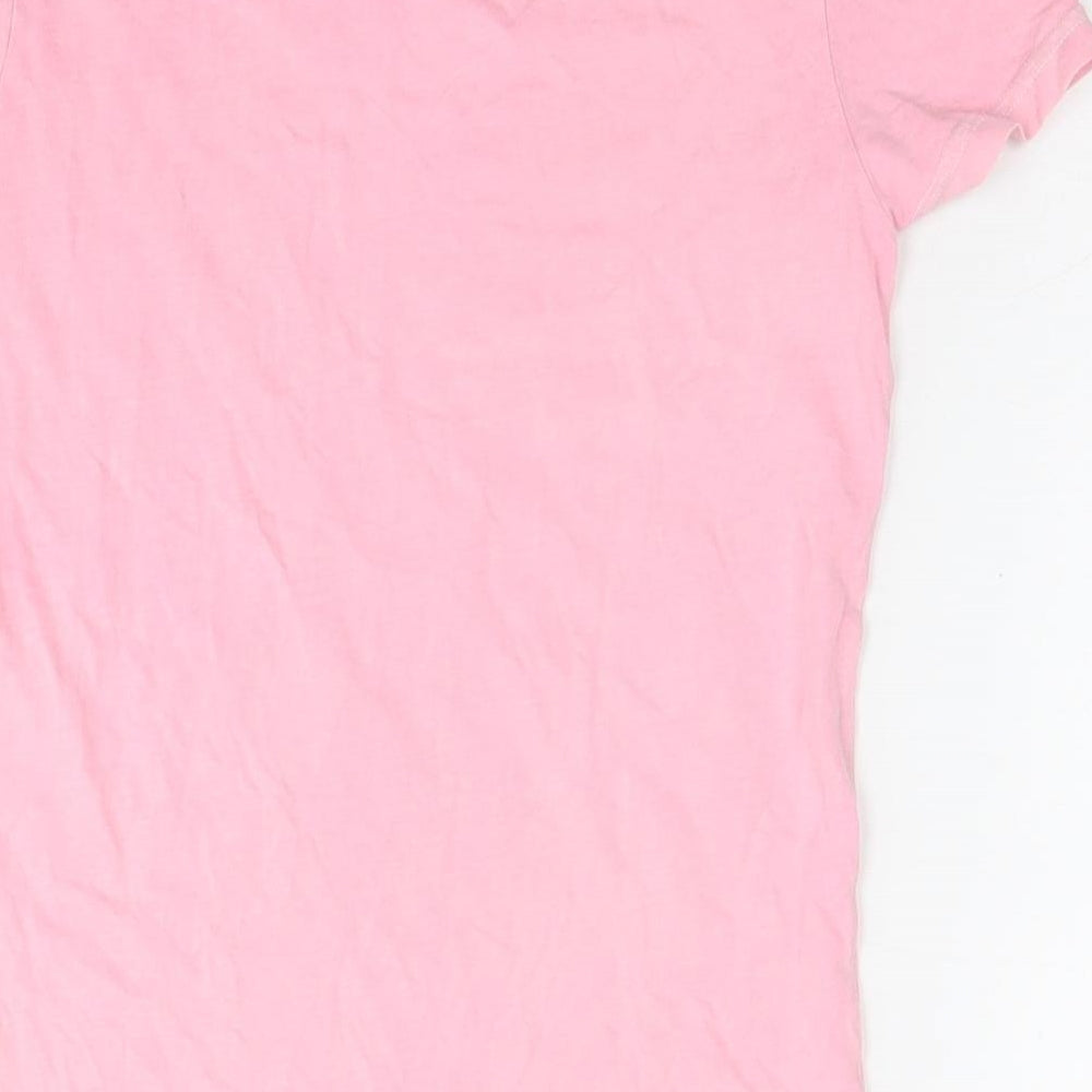 Jack Wills Womens Pink Cotton Basic T-Shirt Size 8 Round Neck - Logo