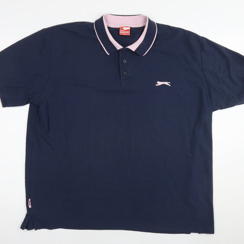 Slazenger Mens Blue Cotton Polo Size 3XL Collared Pullover