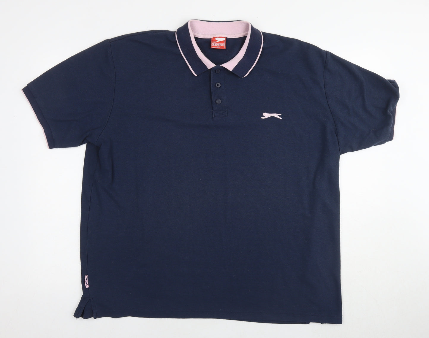 Slazenger Mens Blue Cotton Polo Size 3XL Collared Pullover