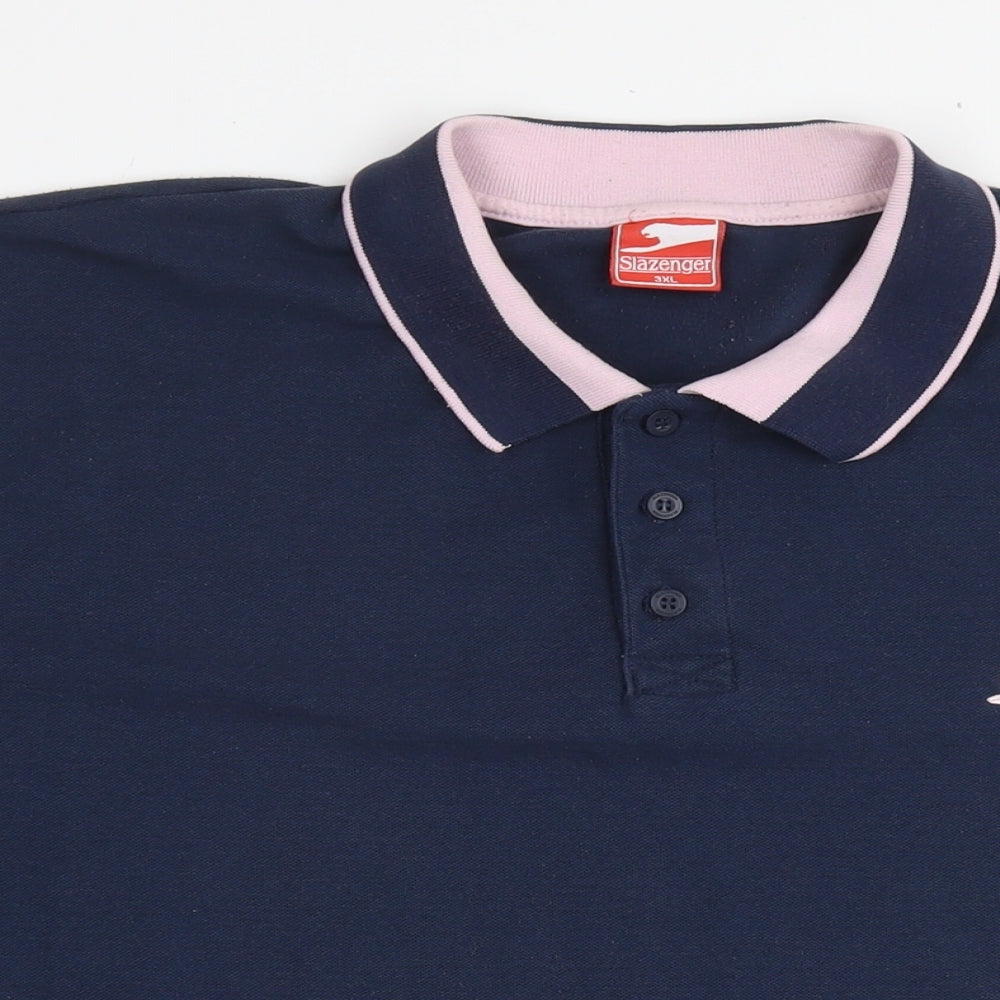 Slazenger Mens Blue Cotton Polo Size 3XL Collared Pullover