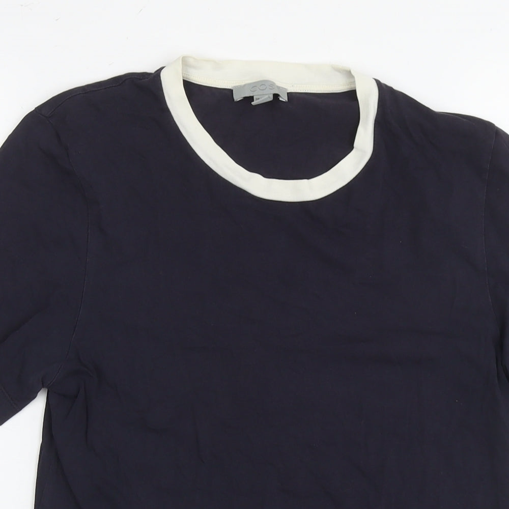 COS Womens Blue Cotton Basic T-Shirt Size S Round Neck