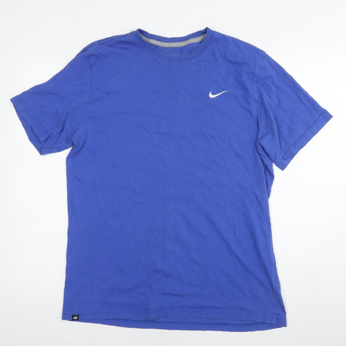 Nike Mens Blue Cotton T-Shirt Size L Round Neck