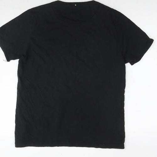 Pretty Green Mens Black Cotton T-Shirt Size M Round Neck - Logo