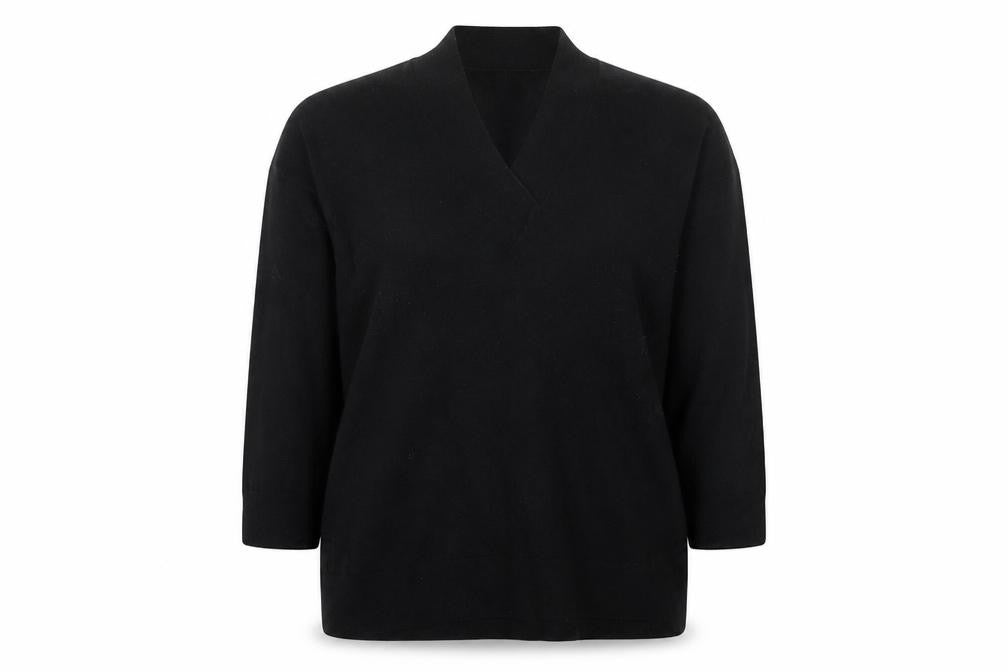 Front view of Gap women’s black round neck nylon jumper, size S