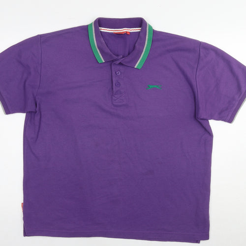 Slazenger Mens Purple Cotton Polo Size XL Collared Pullover