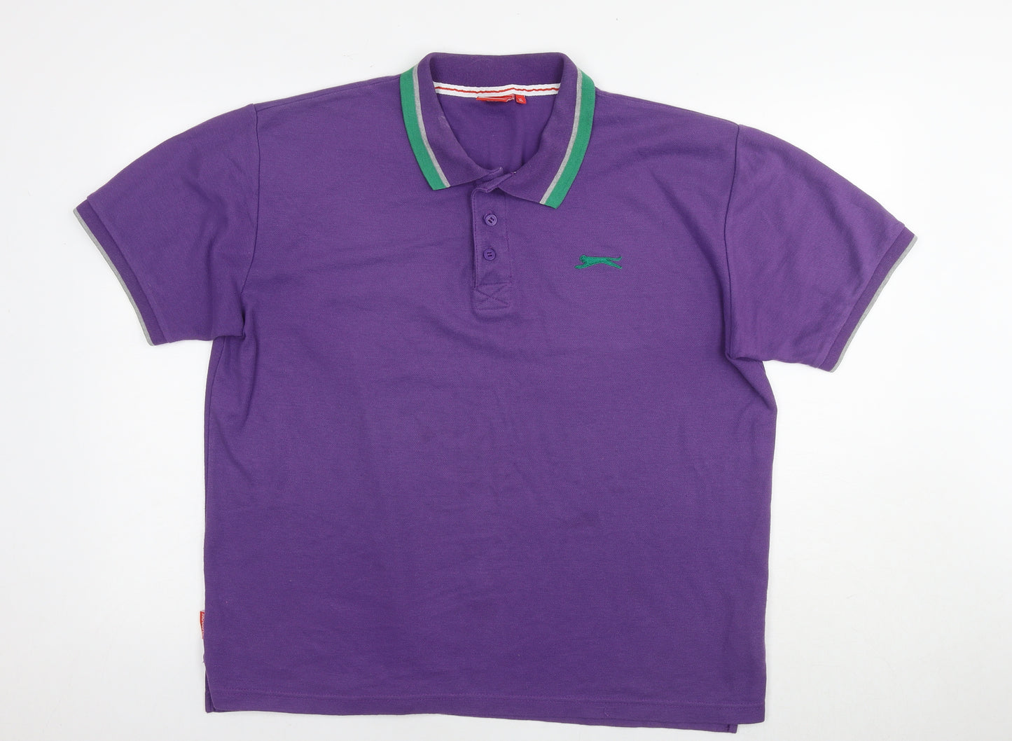 Slazenger Mens Purple Cotton Polo Size XL Collared Pullover