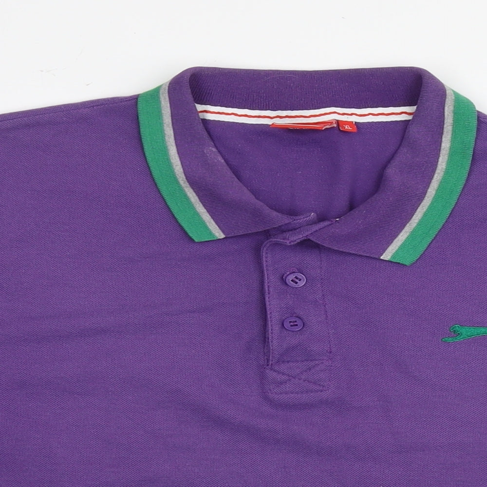 Slazenger Mens Purple Cotton Polo Size XL Collared Pullover