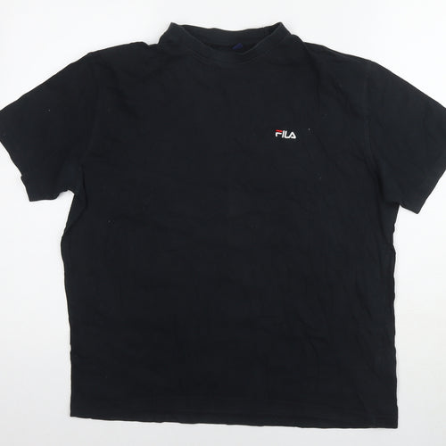 FILA Womens Black Cotton Basic T-Shirt Size XL Round Neck