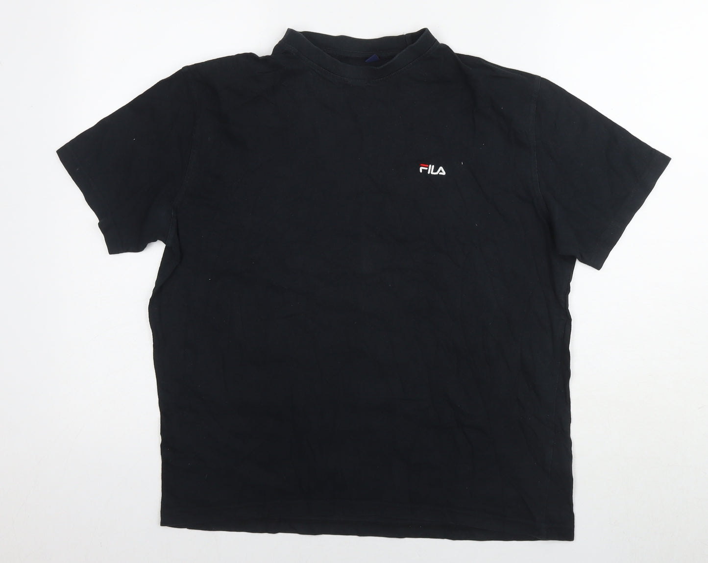 FILA Womens Black Cotton Basic T-Shirt Size XL Round Neck