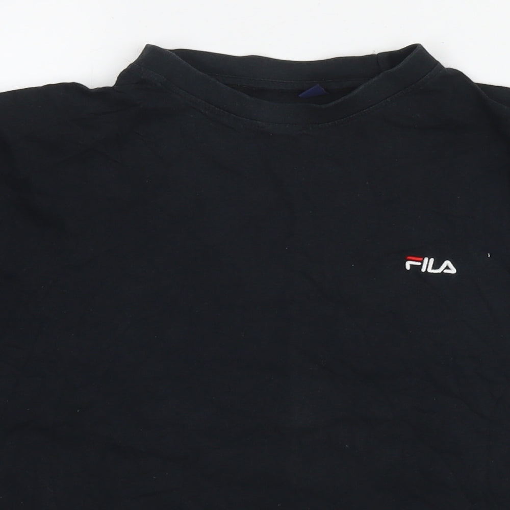 FILA Womens Black Cotton Basic T-Shirt Size XL Round Neck