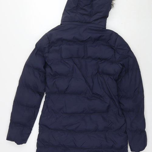 Brave Soul Womens Blue Quilted Coat Size 10 Zip