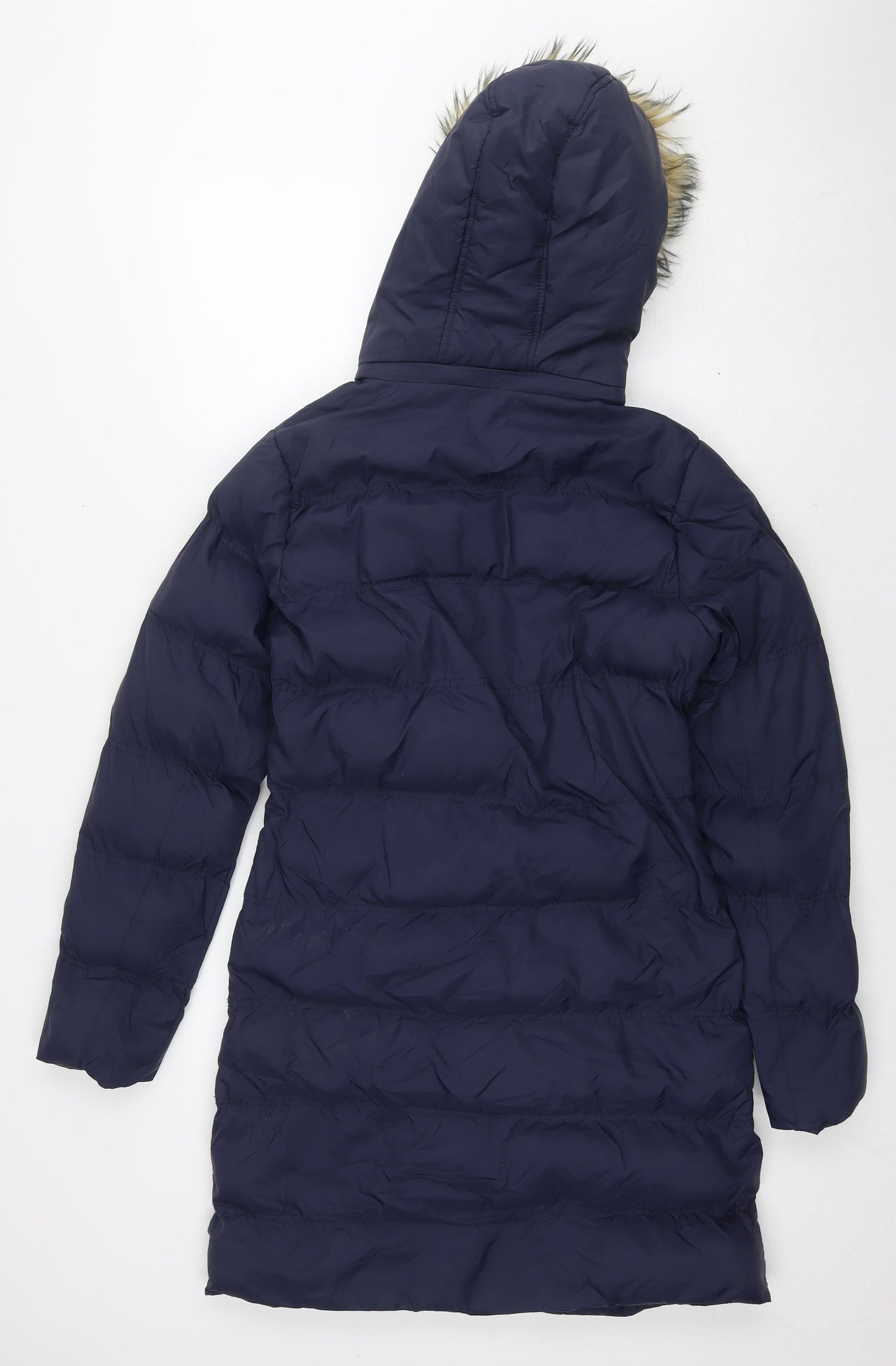 Brave Soul Womens Blue Quilted Coat Size 10 Zip