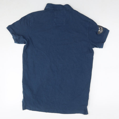 Superdry Mens Blue Cotton Polo Size M Collared Pullover