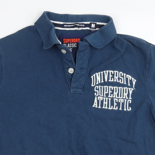 Superdry Mens Blue Cotton Polo Size M Collared Pullover