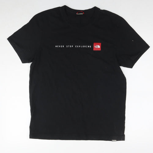 The North Face Mens Black Cotton T-Shirt Size M Round Neck - Logo