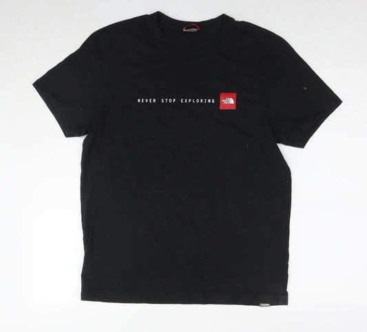 The North Face Mens Black Cotton T-Shirt Size M Round Neck - Logo