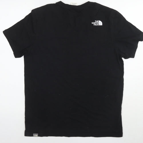 The North Face Mens Black Cotton T-Shirt Size M Round Neck - Logo