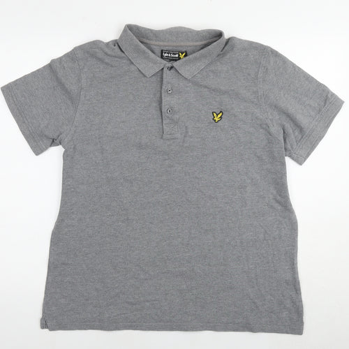 Lyle & Scott Mens Grey Cotton Polo Size 2XL Collared Pullover