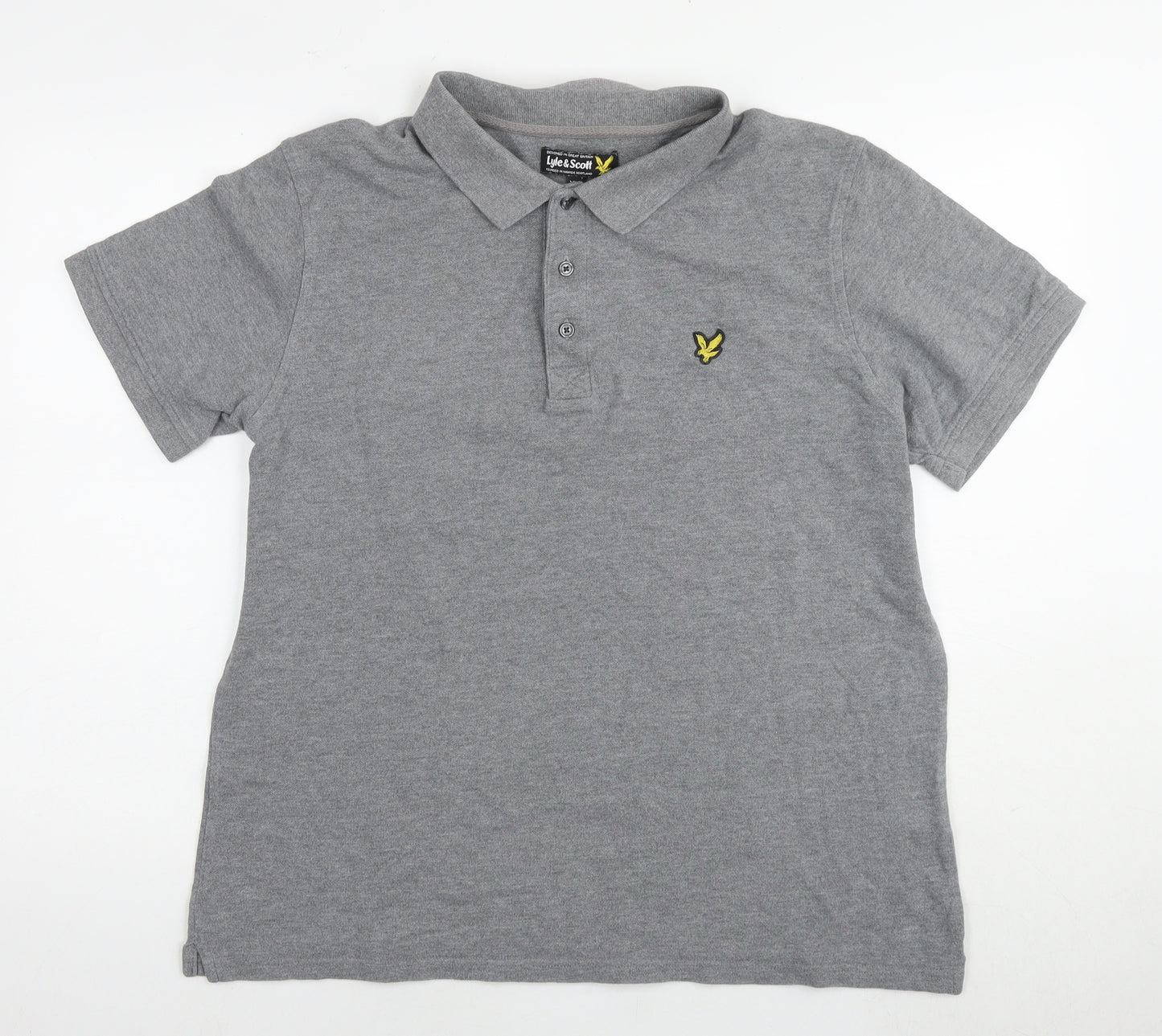 Lyle & Scott Mens Grey Cotton Polo Size 2XL Collared Pullover