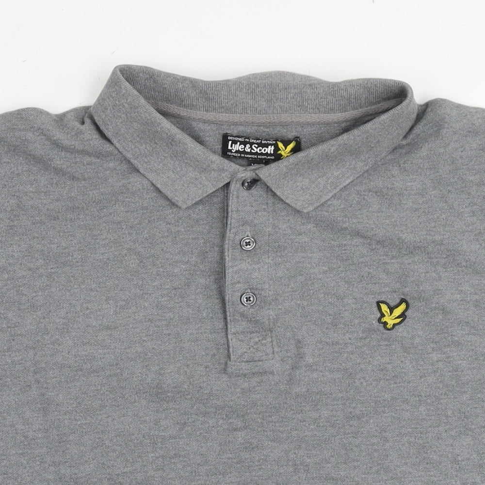 Lyle & Scott Mens Grey Cotton Polo Size 2XL Collared Pullover