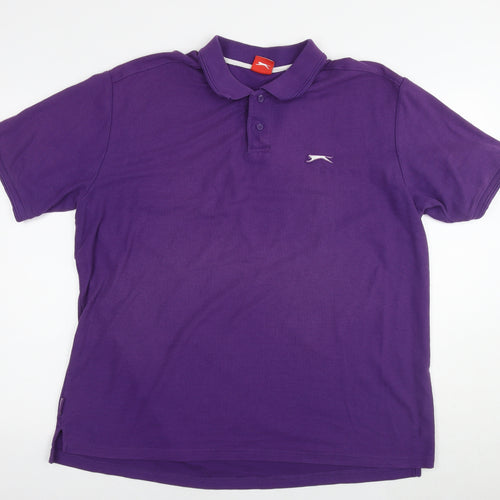 Slazenger Mens Purple Cotton Polo Size 3XL Collared Pullover