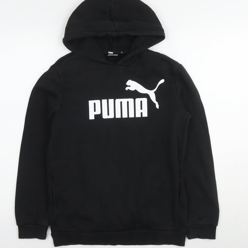 PUMA Boys Black Cotton Pullover Hoodie Size 13-14 Years Pullover