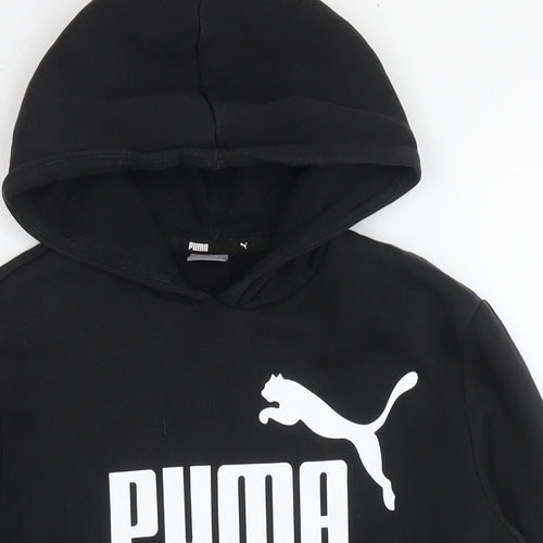 PUMA Boys Black Cotton Pullover Hoodie Size 13-14 Years Pullover