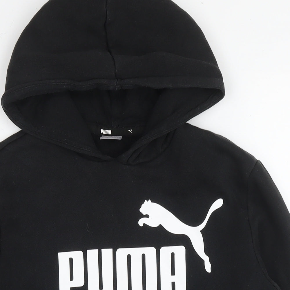 PUMA Boys Black Cotton Pullover Hoodie Size 13-14 Years Pullover
