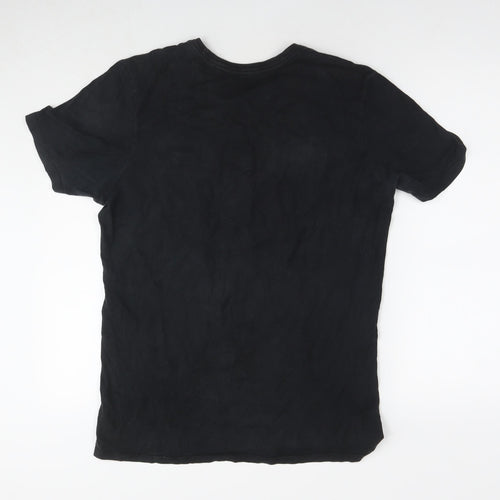 Nike Mens Black Cotton T-Shirt Size M Round Neck - Logo