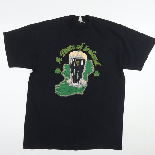 Ireland Mens Black Cotton T-Shirt Size L Round Neck - Taste of Ireland Beer