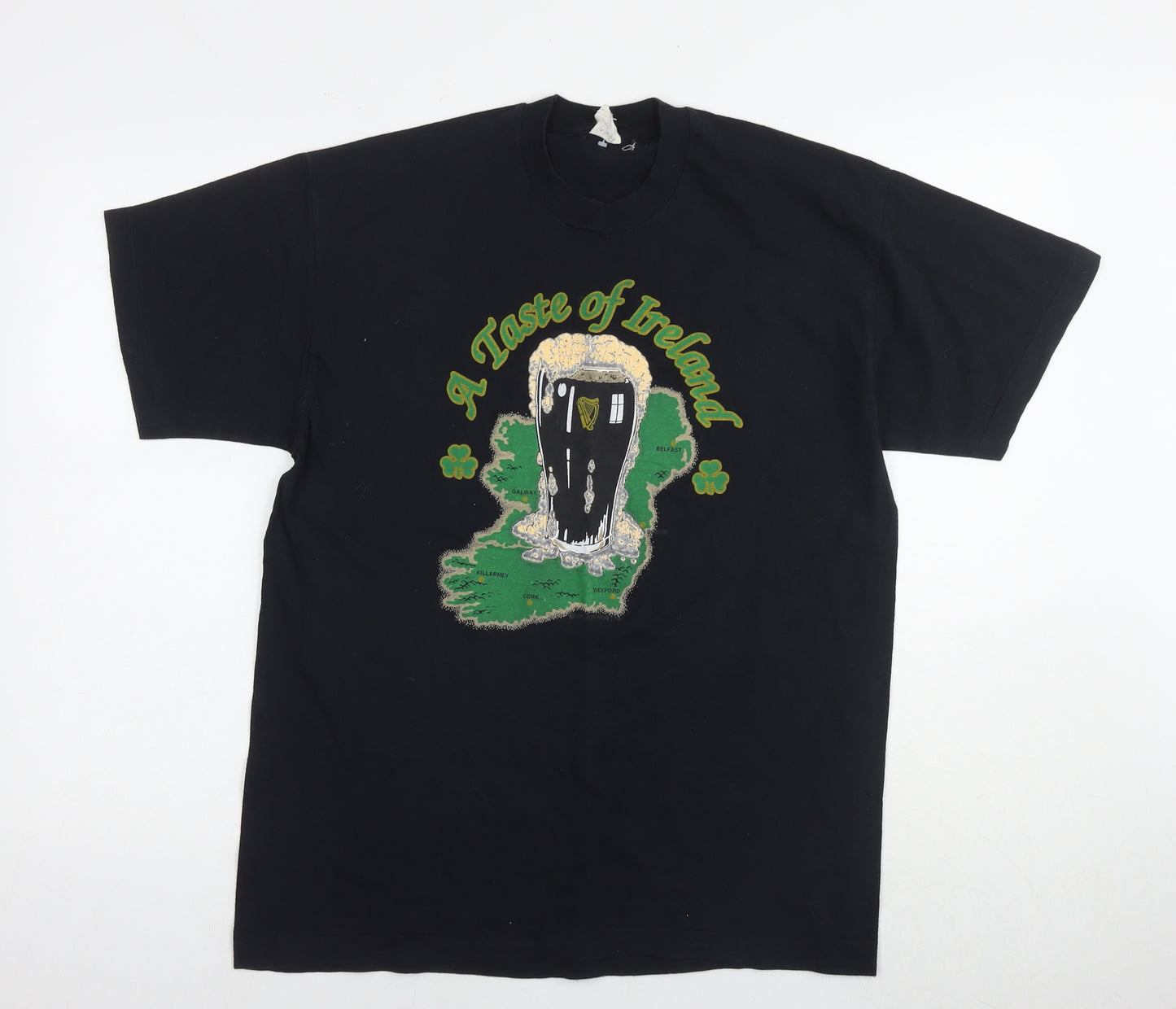 Ireland Mens Black Cotton T-Shirt Size L Round Neck - Taste of Ireland Beer