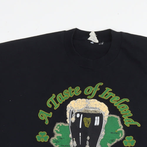 Ireland Mens Black Cotton T-Shirt Size L Round Neck - Taste of Ireland Beer