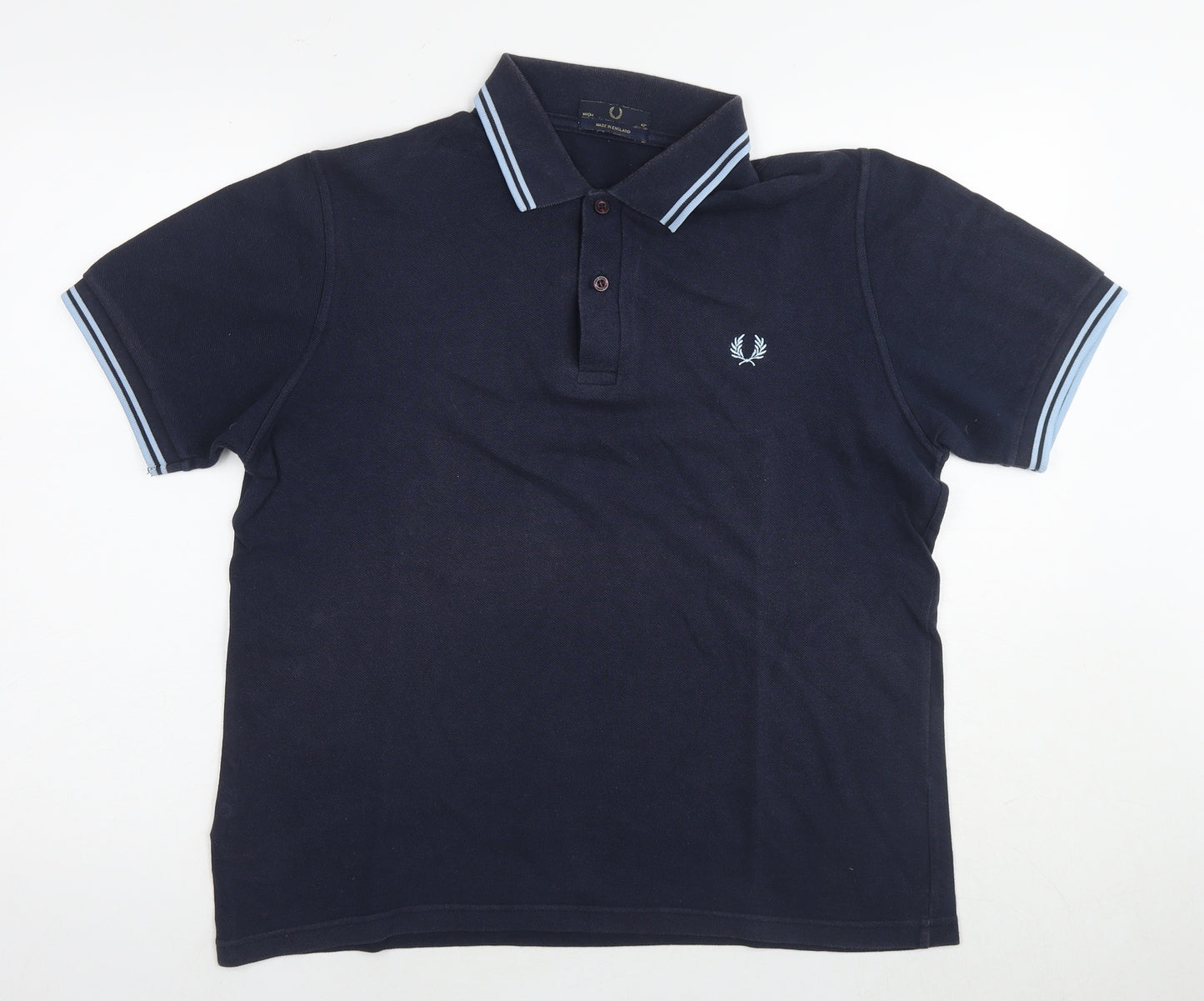 Fred Perry Mens Blue Cotton Polo Size L Collared Pullover