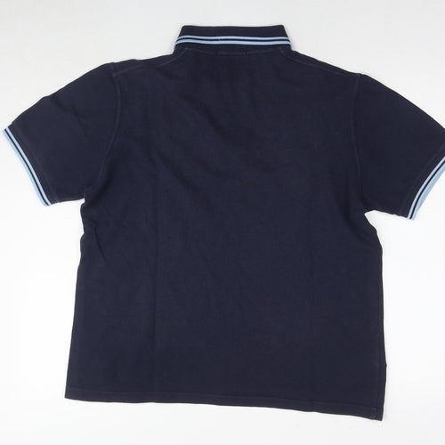 Fred Perry Mens Blue Cotton Polo Size L Collared Pullover