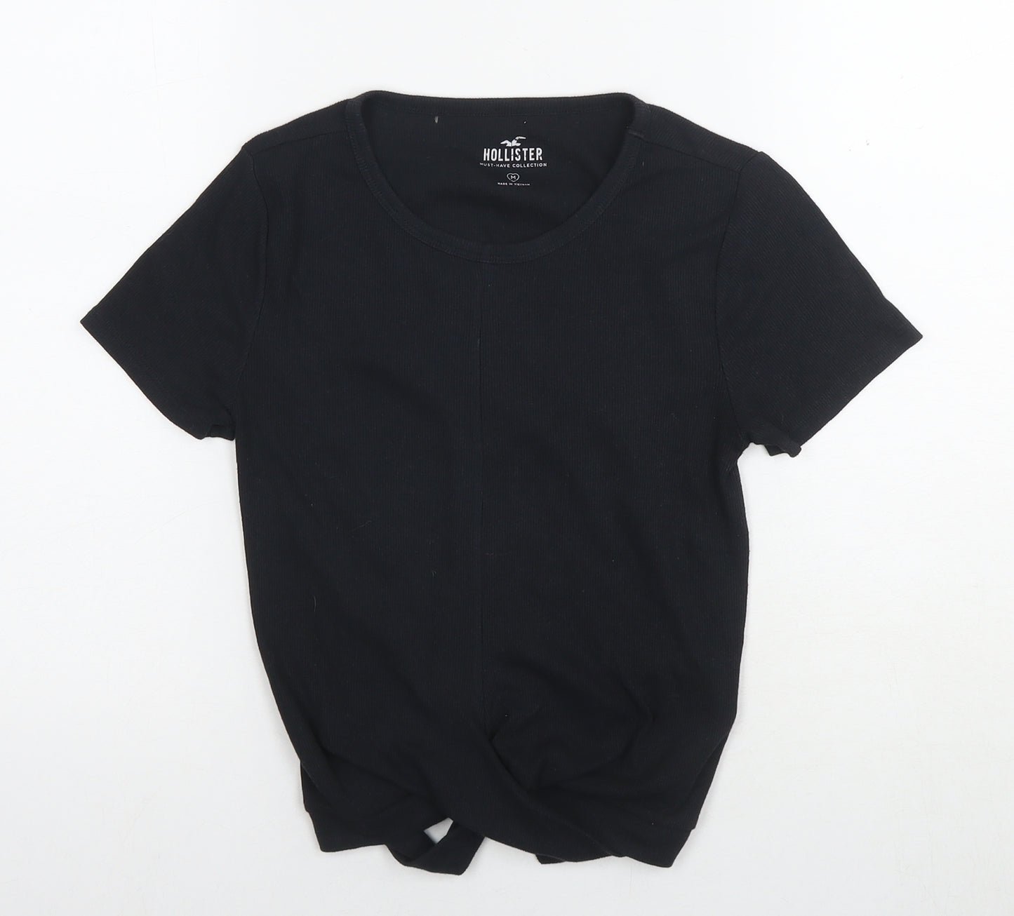 Hollister Womens Black Cotton Basic T-Shirt Size M Round Neck