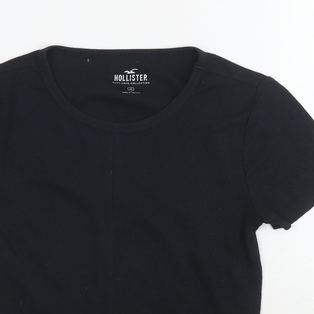 Hollister Womens Black Cotton Basic T-Shirt Size M Round Neck