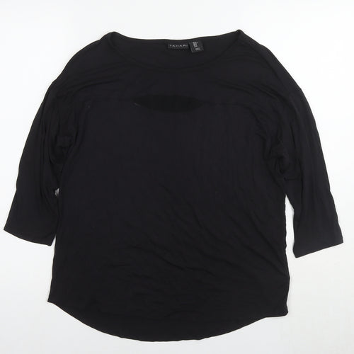 Tahari Womens Black Viscose Basic T-Shirt Size M Round Neck