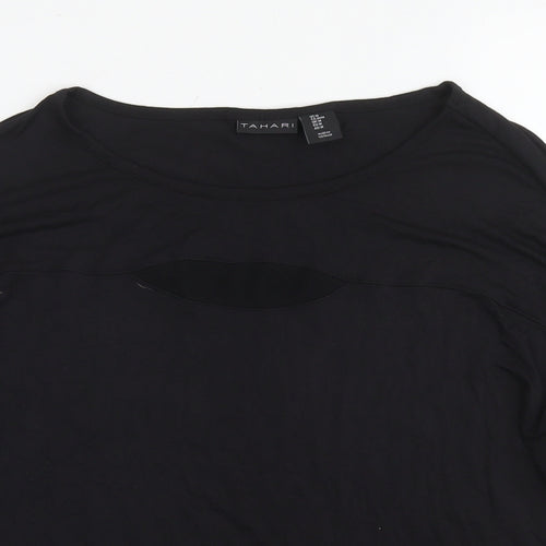 Tahari Womens Black Viscose Basic T-Shirt Size M Round Neck