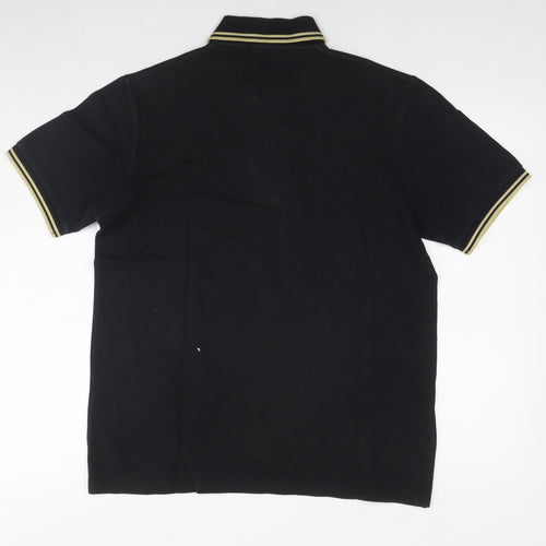 Fred Perry Mens Black Cotton Polo Size L Collared Pullover