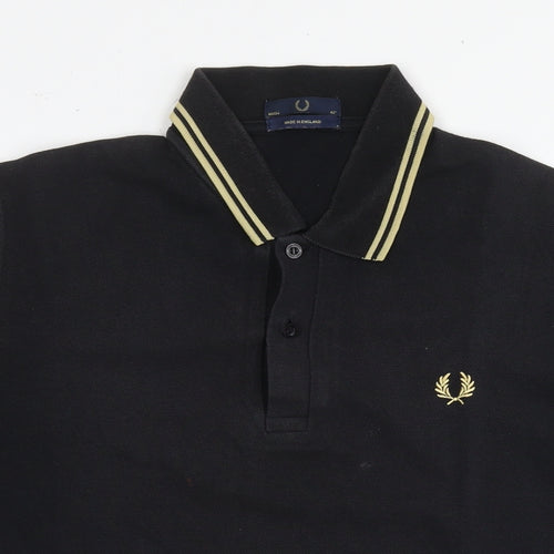 Fred Perry Mens Black Cotton Polo Size L Collared Pullover